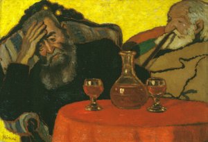Mio padre e Piacsek, con vino rosso da József Rippl Rónai